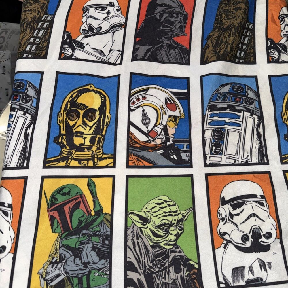 Star Wars Twin Fitted Sheet Set Jay Franco Design White Block Pattern